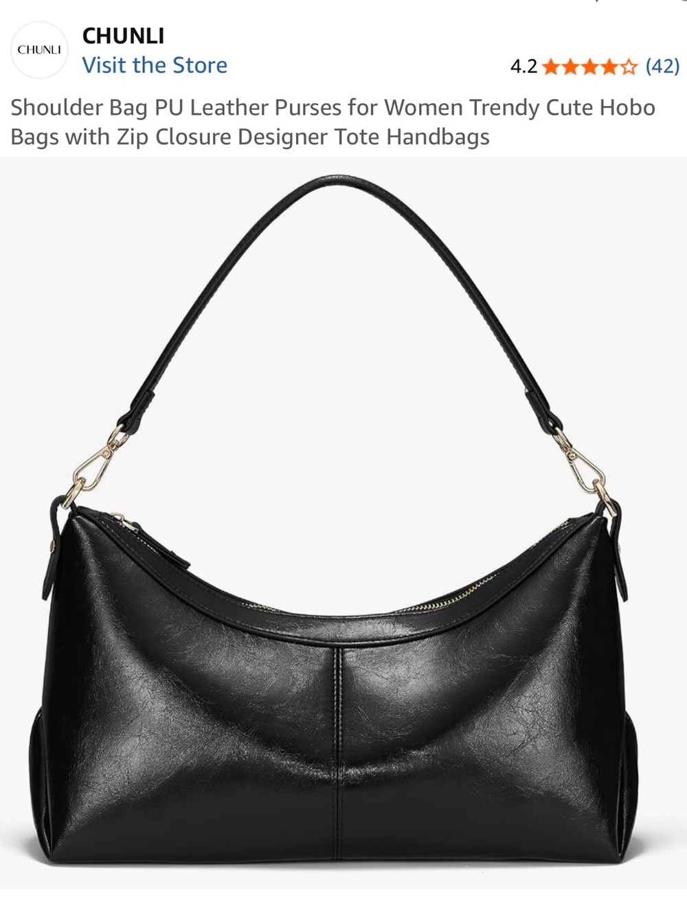 Black PU Leather Shoulder Bag for Women